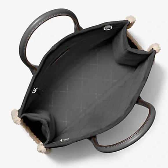 MICHAEL KORS Mirella Medium Suede and Faux Shearling Tote Bag
Black 
NWT - Picture 6 of 16